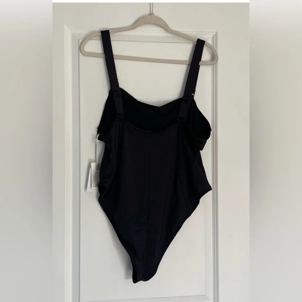 Good American GSW0243 Women's Sz 2 Black Contour Compress one piece Swimsuit NWT